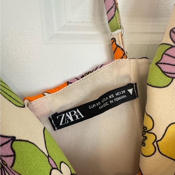 Zara Floral Print Dress with Spaghetti Straps - Picture 2 of 7